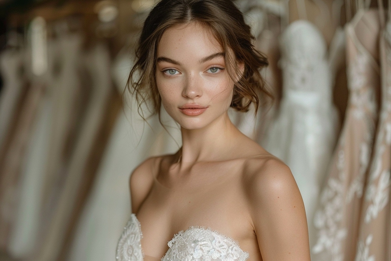 robes de mariée sans bretelles ou avec des bretelles amovibles pour les femmes à la poitrine volumineuse